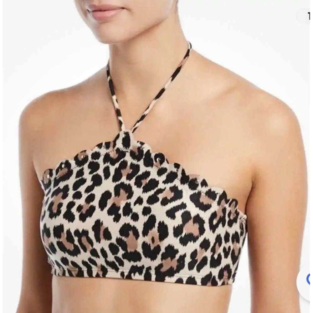 Kate Spade NY Women's Crystal Cove Halter Bikini Top Scalloped Bottom Sz M